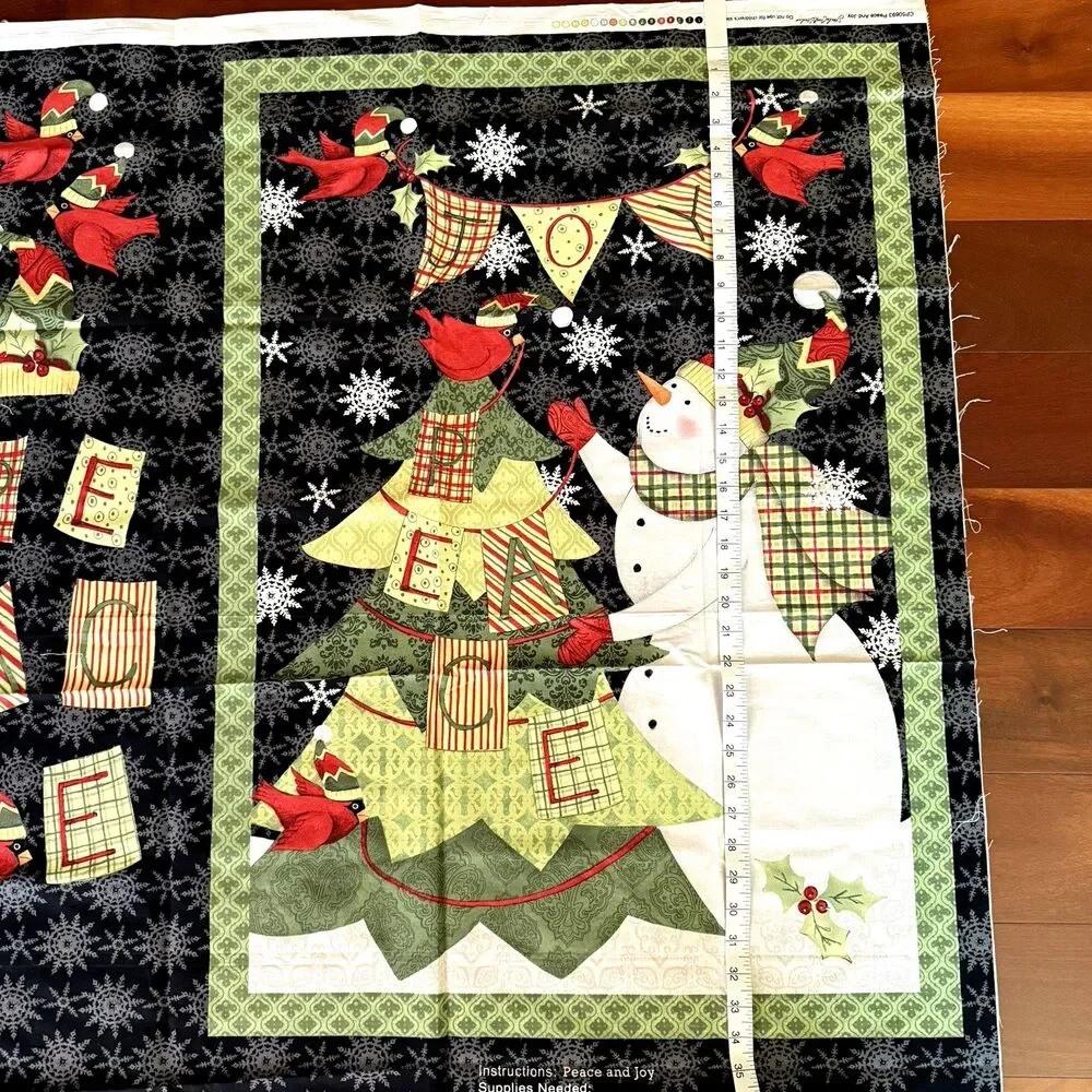 Steele Creek Studio Peace and Joy Christmas Quilt Panel Fabric Snowman CP50693